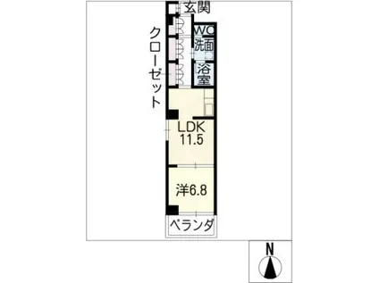 ラコンテ若葉(1LDK/2階)の間取り写真