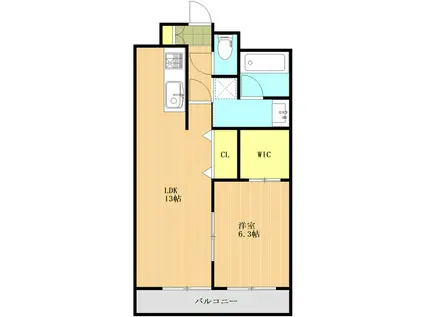 アンソレイユ月出(1LDK/4階)の間取り写真