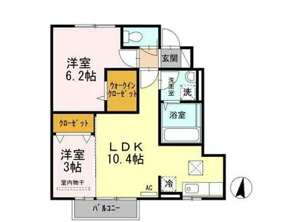 エスペランサ中曽根(2LDK/1階)の間取り写真