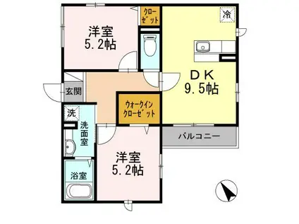 セリジェブラン赤塚新町(2DK/1階)の間取り写真