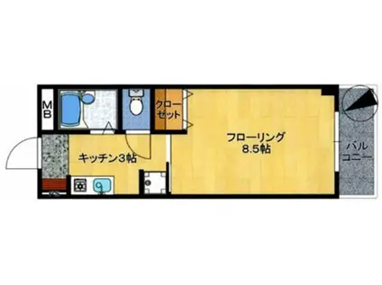 スカイヒルズ和白館(1K/3階)の間取り写真