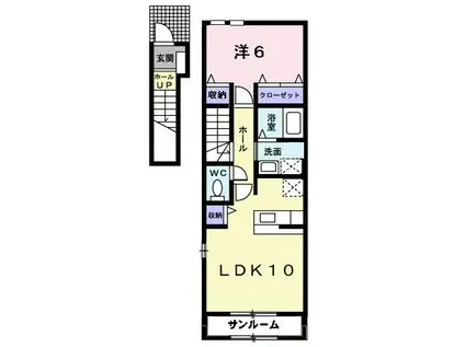 サニーサウス(1LDK/2階)の間取り写真