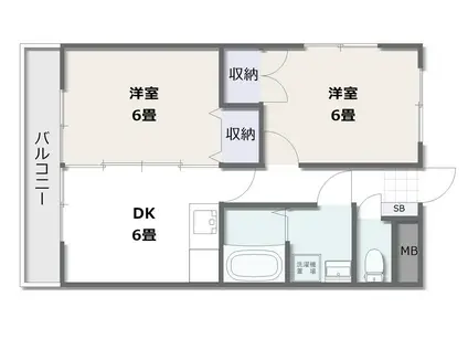 スカイタウンコーストI(2DK/1階)の間取り写真