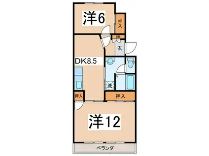 エクシブ春日居(2DK/1階)の間取り写真