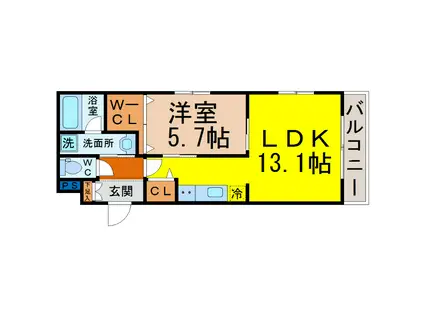 BONHEUR AOI(1LDK/2階)の間取り写真