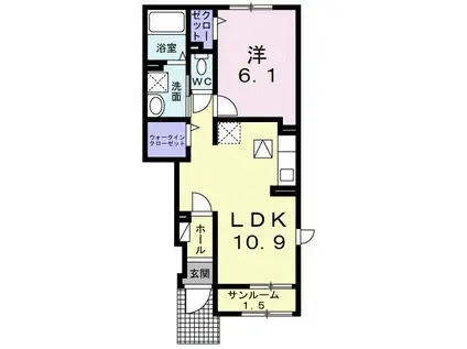 スペランツァII(1LDK/1階)の間取り写真