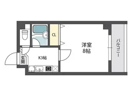 アネックス2号館(1K/3階)の間取り写真