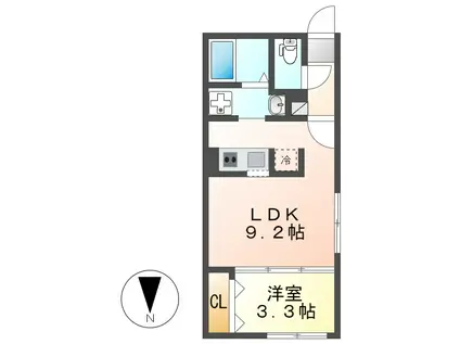 リーデンス今池(1LDK/2階)の間取り写真