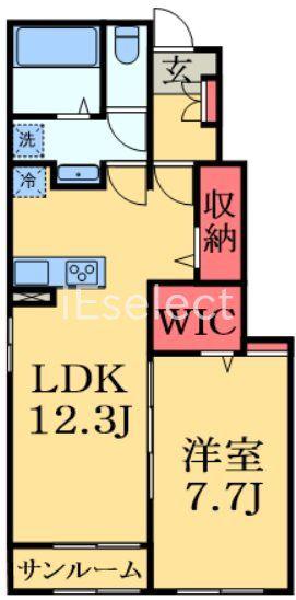 ドゥー・メゾン大網白里 IV(1LDK/1階)の間取り写真