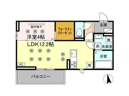 D-RESENA SOLAIRE(1LDK/1階)の間取り写真