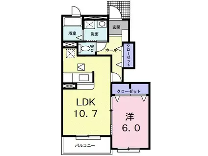 ミルト プレッソ(1LDK/1階)の間取り写真