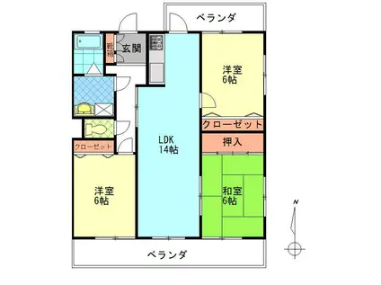 サザンブライト羽田(3LDK/6階)の間取り写真