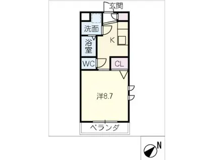 アメニティ江戸橋(1K/2階)の間取り写真