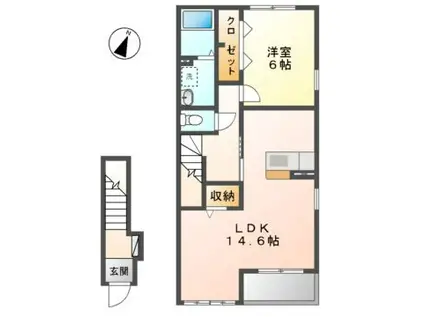 カーサ ピアチェヴォーレ(1LDK/2階)の間取り写真