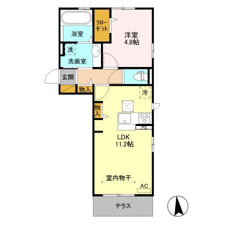 レセンテ ノワ(1LDK/1階)の間取り写真