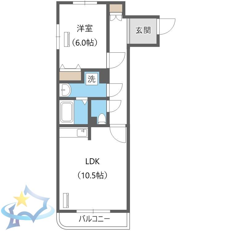 フォルテ616(1LDK/4階)の間取り写真