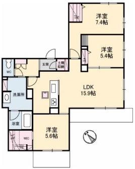 トゥモローランド(3LDK/1階)の間取り写真