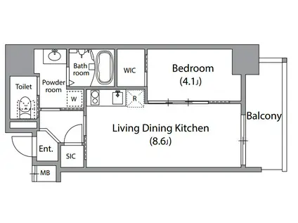 アドバンス上町台シュタット(1LDK/11階)の間取り写真