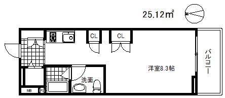 ビスタグランデ東灘(ワンルーム/3階)の間取り写真