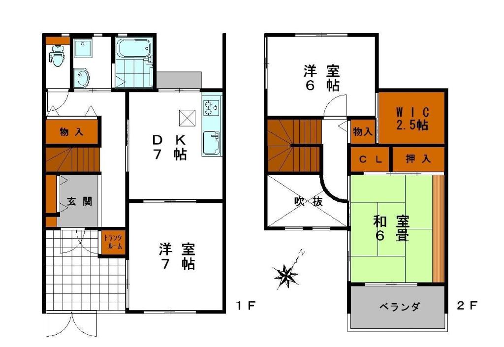 フェザントアイII(3DK/2階)の間取り写真