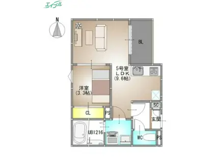 REGALEST PLUS(1LDK/2階)の間取り写真