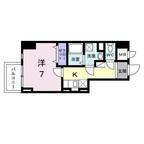 スアヴィス平塚八重咲(1K/3階)の間取り写真