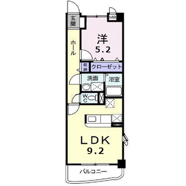 メゾンアウローラ(1LDK/1階)の間取り写真