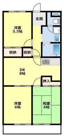 ミサトピア北山(3DK/4階)の間取り写真