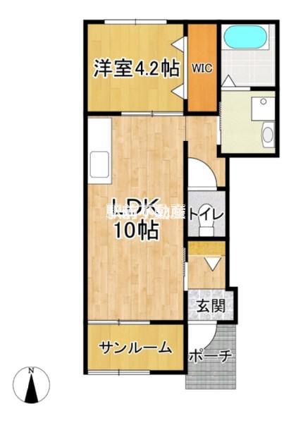 サンフラワーIII(1LDK/1階)の間取り写真