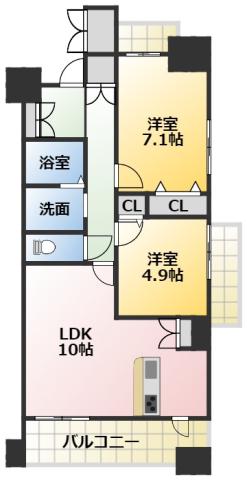 パークホームズ刈谷サザンゲートウエスト(2LDK/6階)の間取り写真