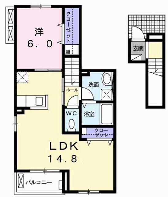 リーシェ(1LDK/2階)の間取り写真