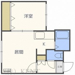 ヴィレッジ円山(1DK/1階)の間取り写真