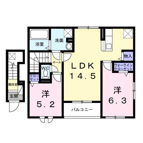 ブロッサム プラム館(2LDK/2階)の間取り写真