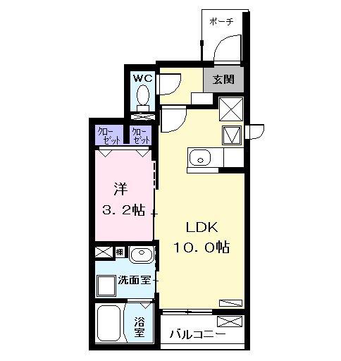 FRAICHE(1LDK/1階)の間取り写真