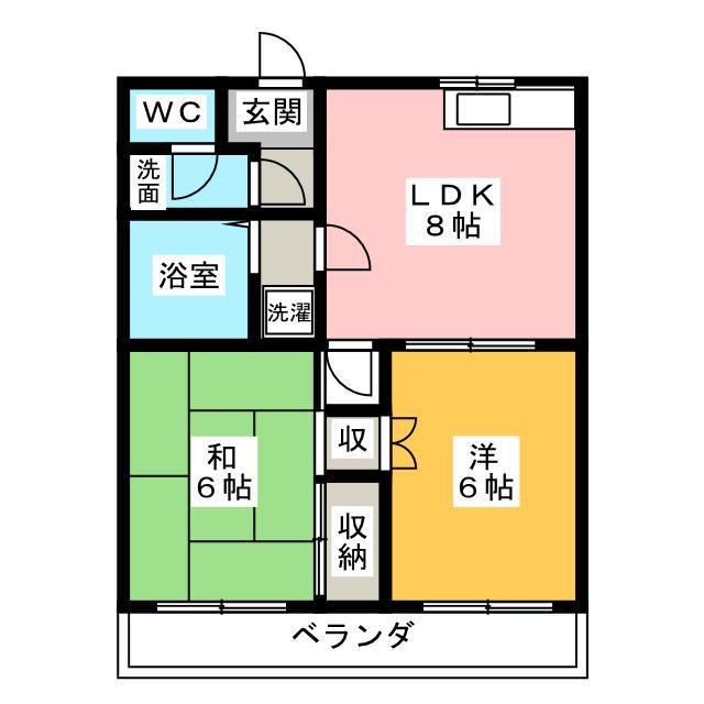 エスポワール下島(2DK/1階)の間取り写真