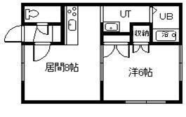 KSハイツ TWO(1DK/2階)の間取り写真