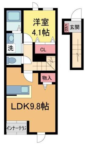 リバーランズ・ロッジ(1LDK/2階)の間取り写真