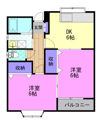 サニーコート C(2DK/1階)の間取り写真