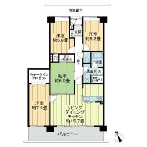 オレンジハイツ宇多津(4LDK/9階)の間取り写真