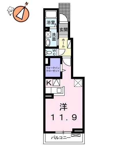 グラチチュードIV(ワンルーム/1階)の間取り写真