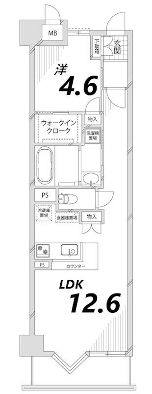 キャッスルコート岩端(1LDK/1階)の間取り写真