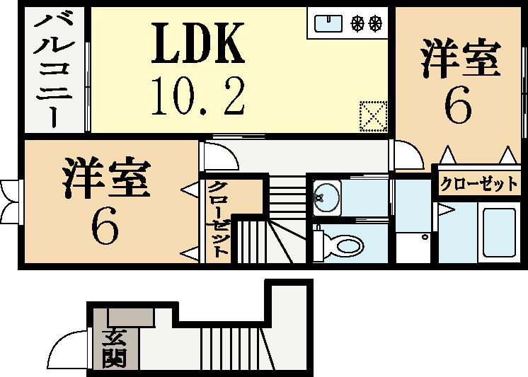 サンライト長池(2LDK/2階)の間取り写真