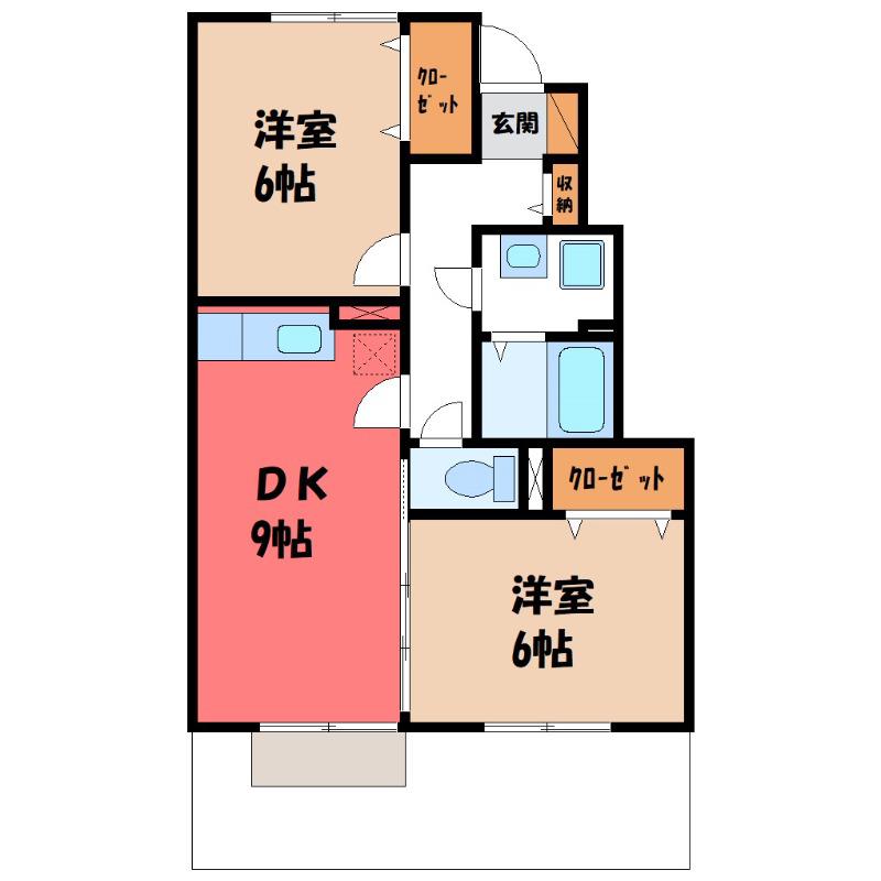 ファミーユC(2DK/1階)の間取り写真