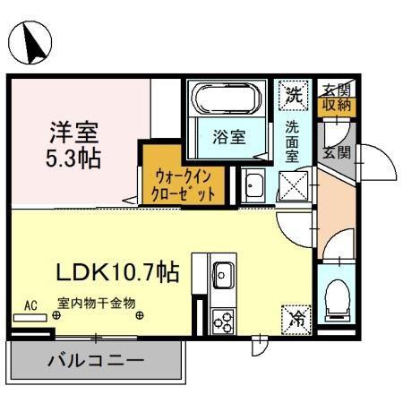 イルグラン フルール(1LDK/1階)の間取り写真