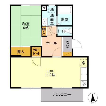 サンハイム(1LDK/1階)の間取り写真