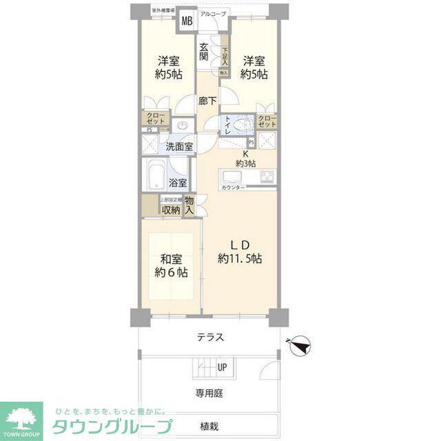 ウィルローズふじみ野(3LDK/1階)の間取り写真