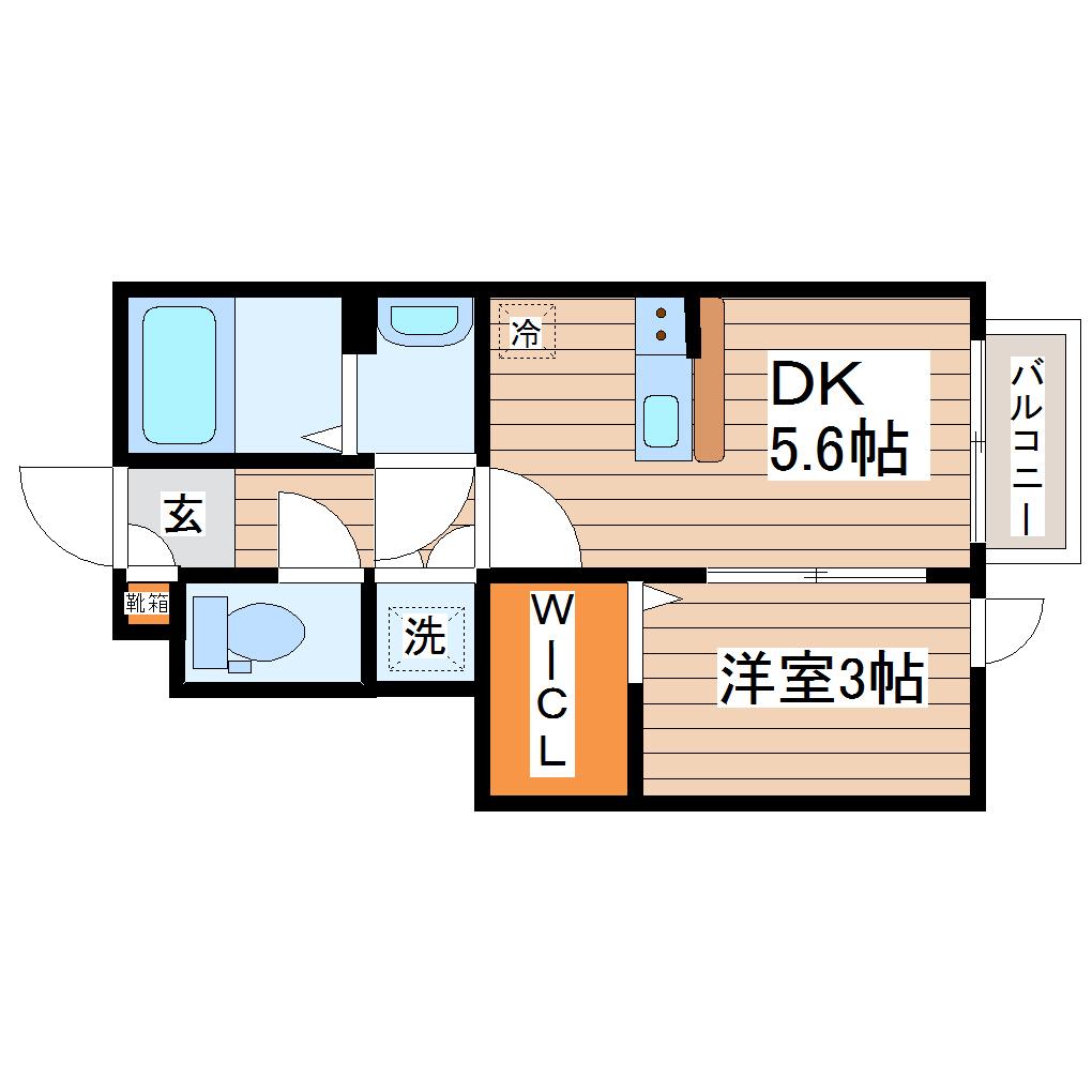 カームコート太子堂(1DK/1階)の間取り写真