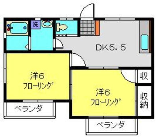 フォーリストI(2DK/2階)の間取り写真