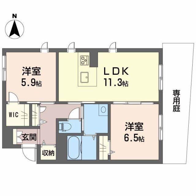 レジュ・ノワール(2LDK/1階)の間取り写真