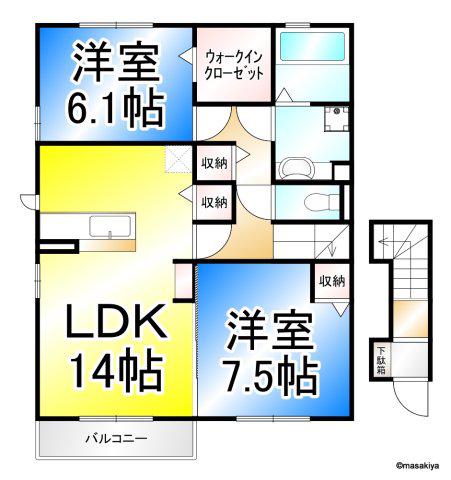 エスポワール・栞(2LDK/2階)の間取り写真